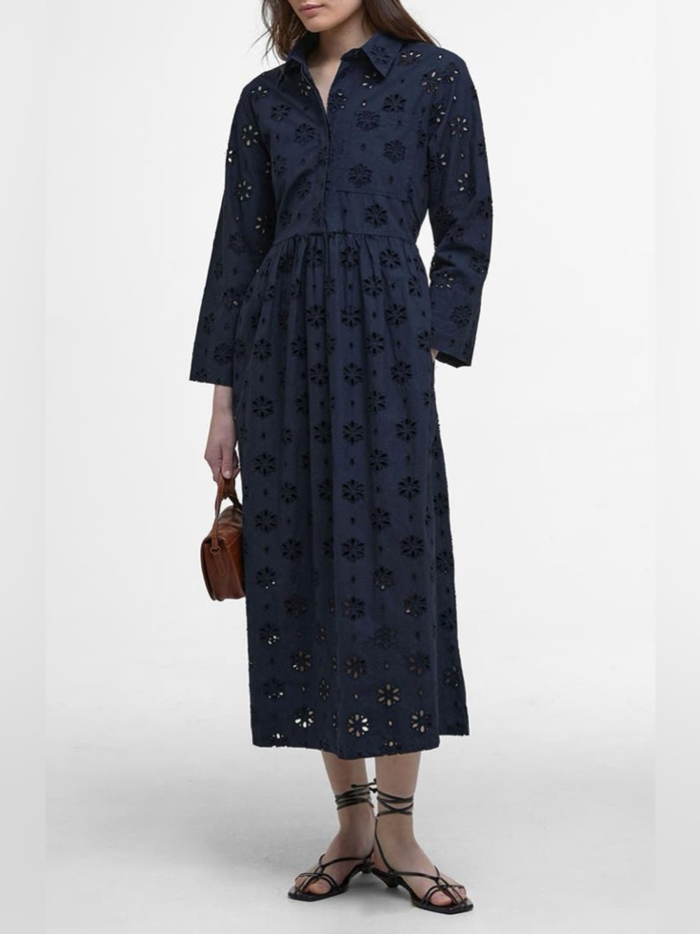 Barbour Melissa Long Sleeve Shirtdress
In Navy Eyelet Midi size 10